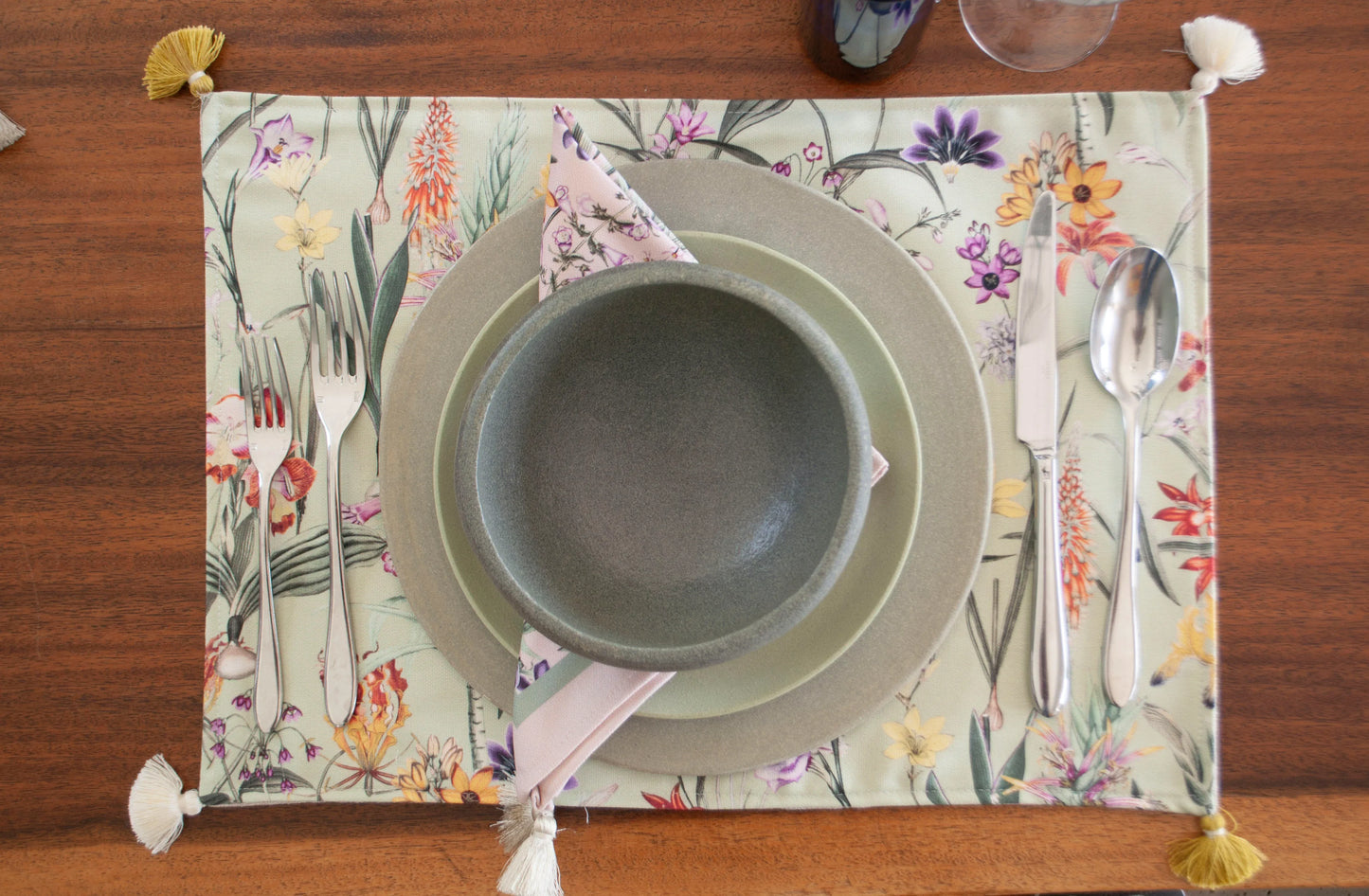 Set individuales Fiori verde - OSLÉ home decor 